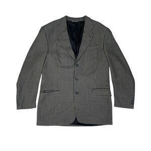 Vintage Jack Victor Blazer Mens 42 Cream Black Wool 3 Button Single Breasted